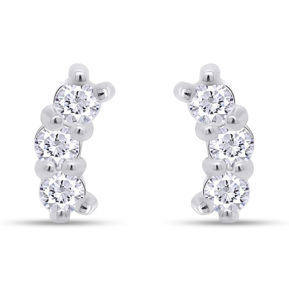 14k Triple Diamond Earrings